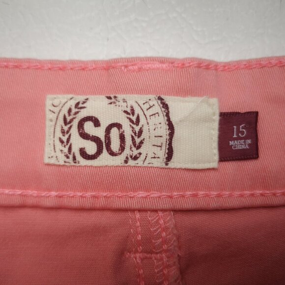 NWT So Authentic Heritage Ladies Size 15 Salmon Rose High Waist Twill Shorts - Picture 3 of 13